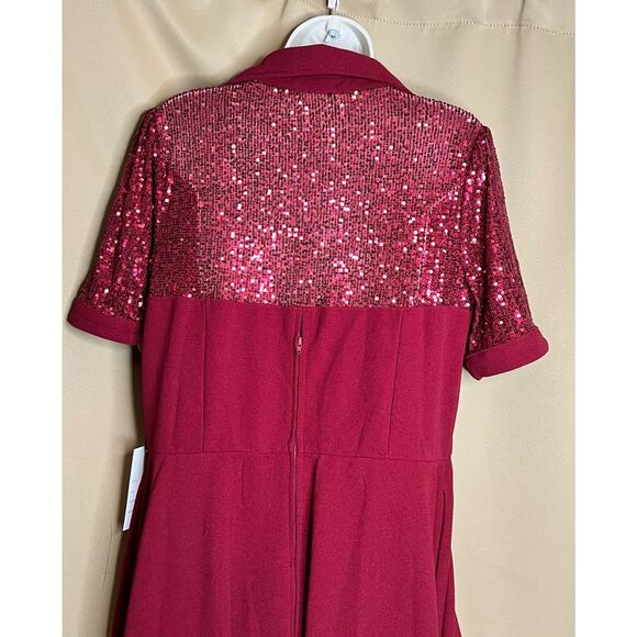Unique Vintage Red Sequin Top Swing Retro Dress 1X 16 NWT - Picture 5 of 10